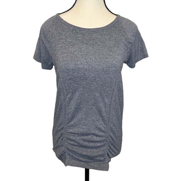 Athleta Top Women’s Ruched Fastest Track Running Stretch Workout Gym Gray Sz M - Picture 1 of 8
